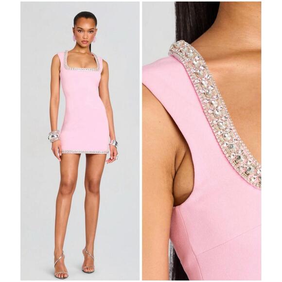 Retrofete Dresses & Skirts - NWT 598 Retrofete Bexley Beaded Crystal Pink Mini Dress Embellished Large